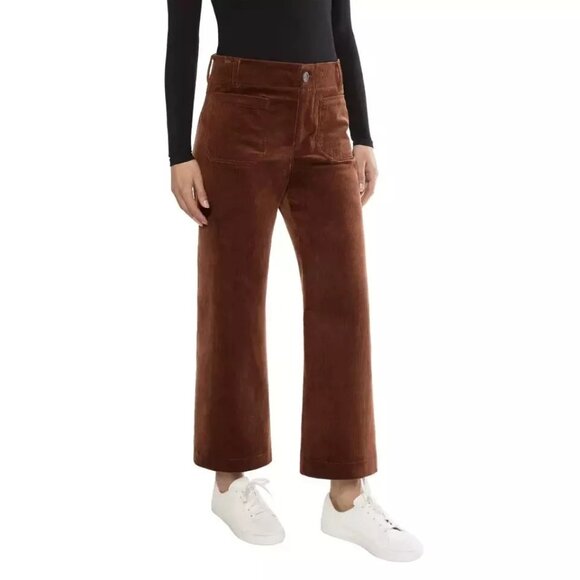 Matty M High-Rise Wide Leg Retro 70s Stretch Corduroy Pants Patch Pocket Lg - Picture 1 of 11